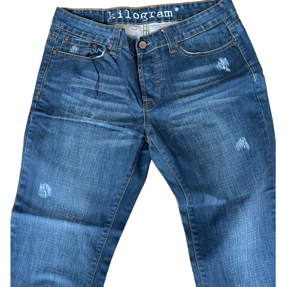 Kilogram Men’s Blue Distressed Wide Leg Denim Cotton Jeans Size 32